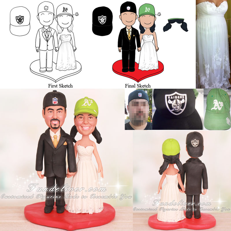 Athletics and Raiders Wedding Cake Toppers